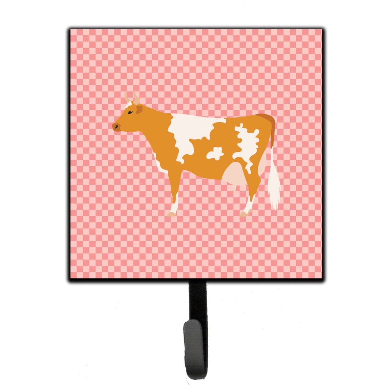 Guernsey Cow Pink Check Leash or Key Holder