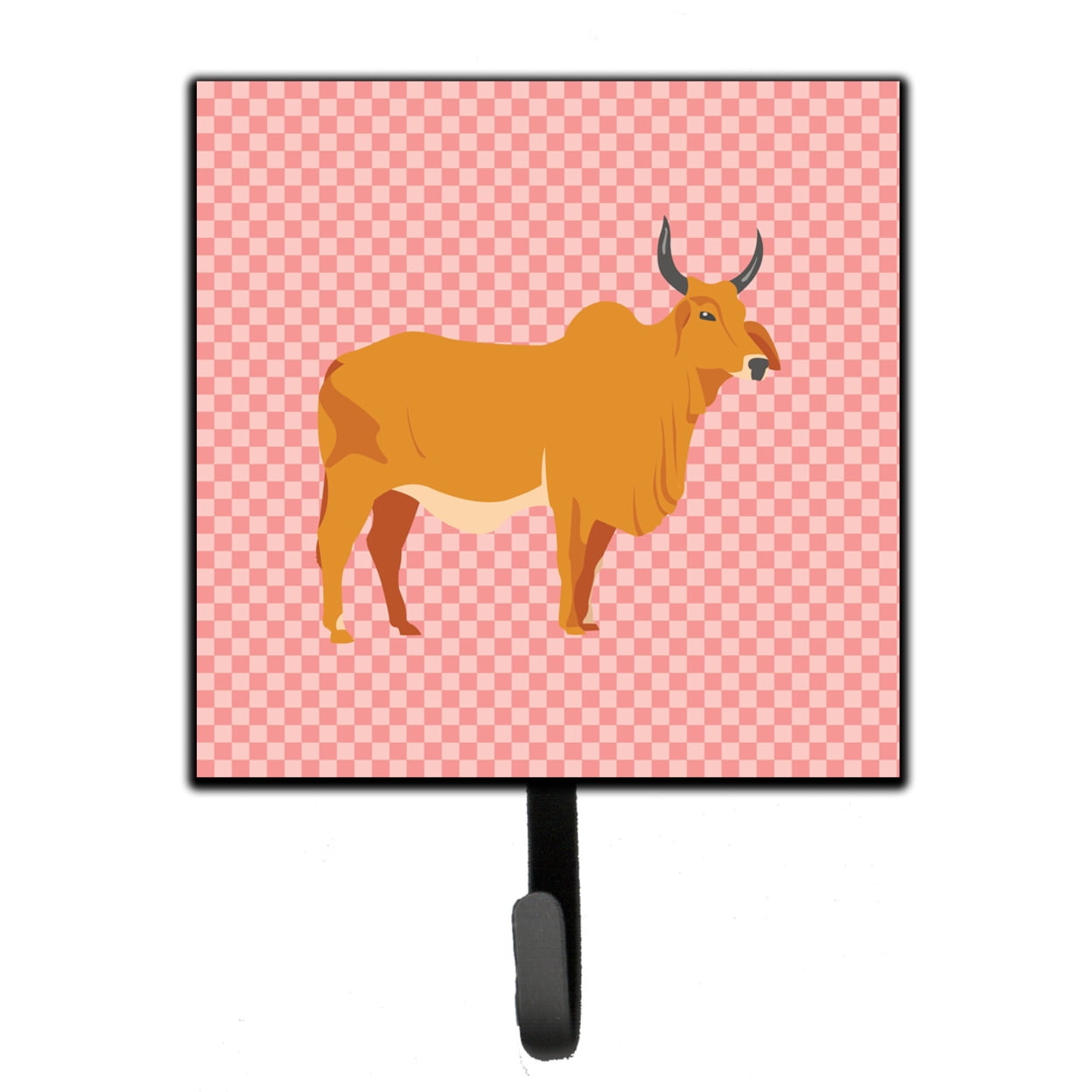Zebu Indicine Cow Pink Check Leash or Key Holder - Pink Check