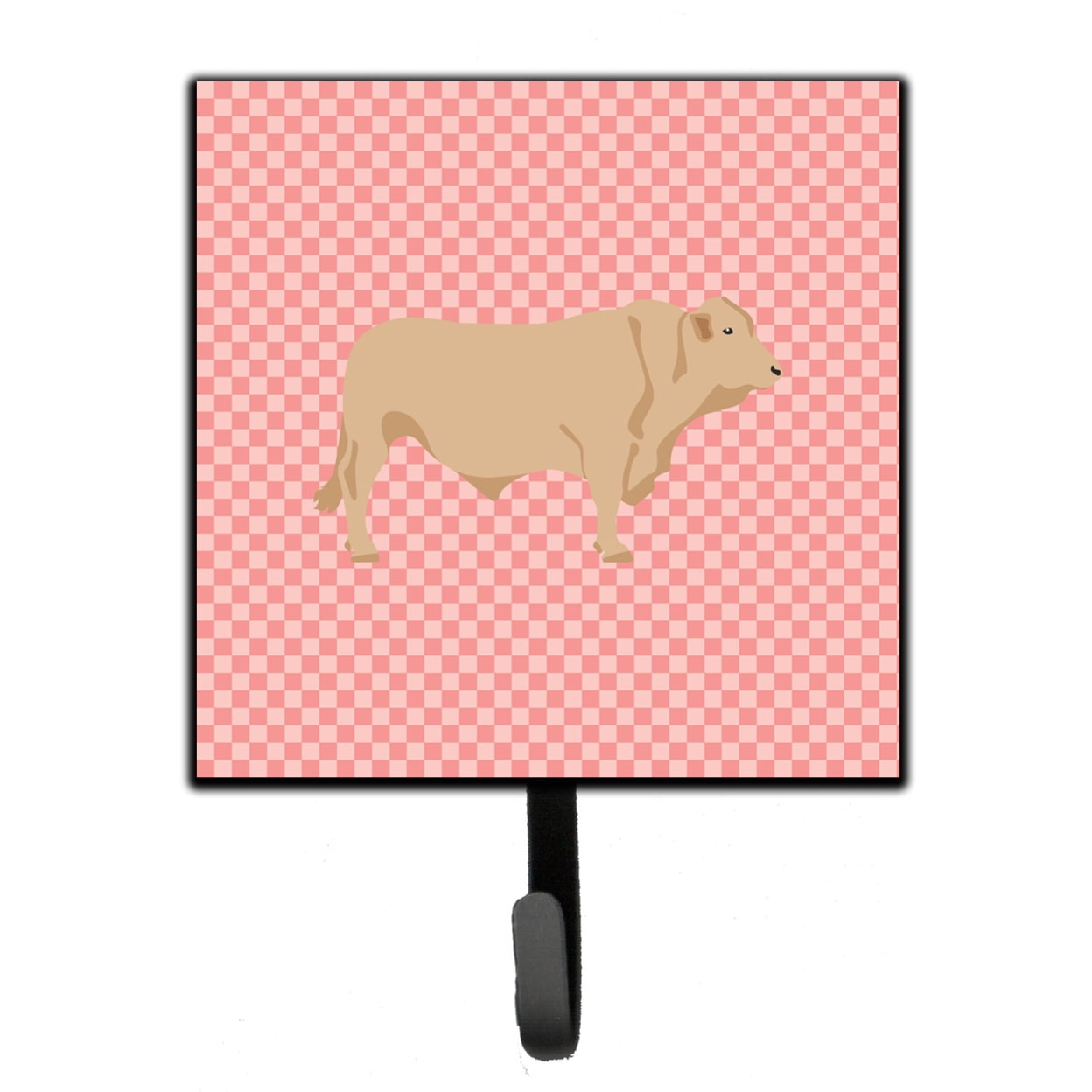 Charolais Cow Pink Check Leash or Key Holder