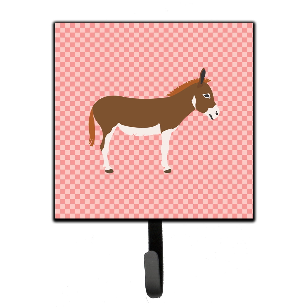 Miniature Mediterranian Donkey Pink Check Leash or Key Holder