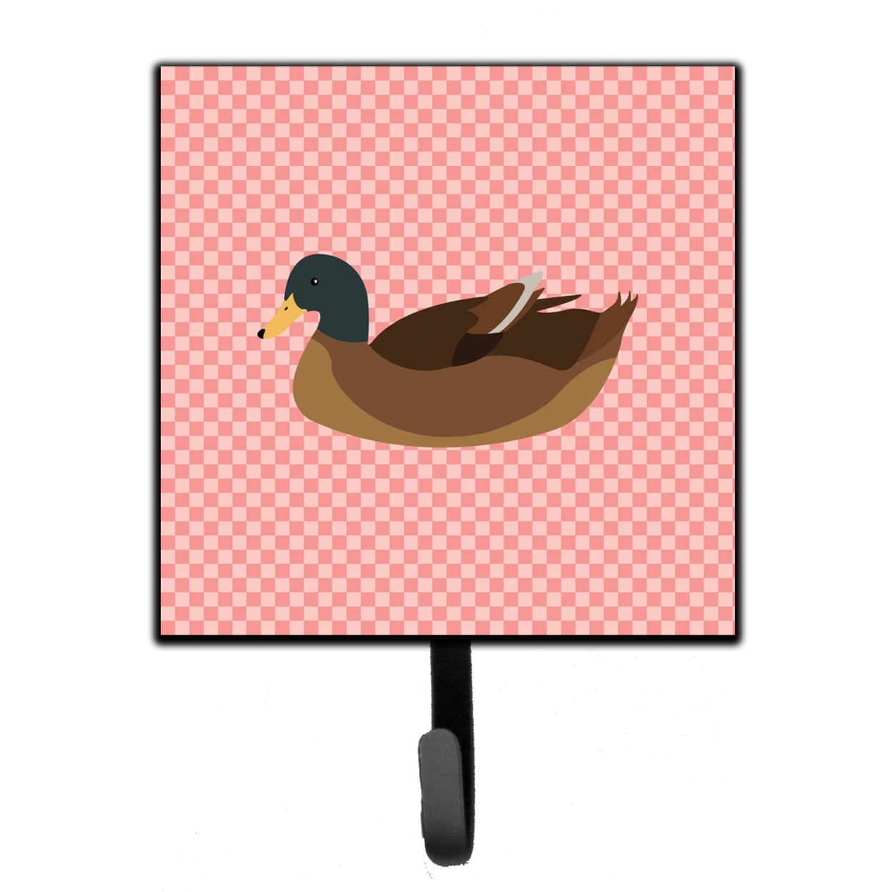 Khaki Campbell Duck Pink Check Leash or Key Holder
