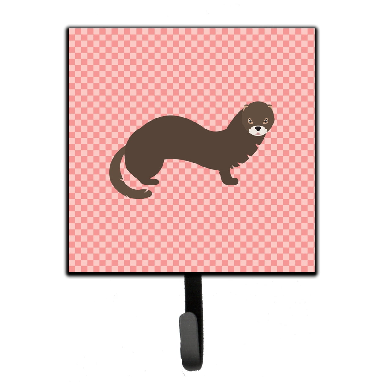 Russian or European Mink Pink Check Leash or Key Holder