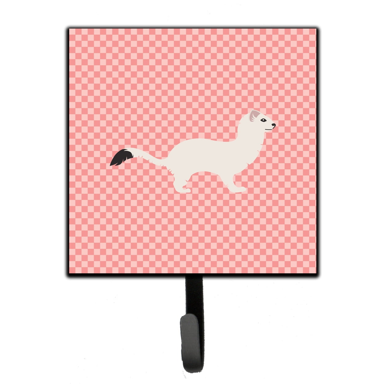 Stoat Short Tailed Weasel Pink Check Leash or Key Holder