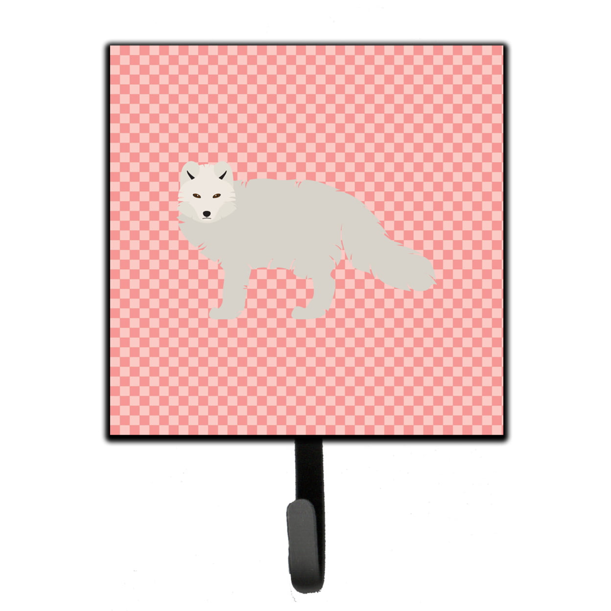 White Arctic Fox Pink Check Leash or Key Holder