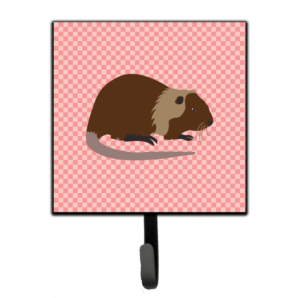 Coypu Nutria River Rat Pink Check Leash or Key Holder
