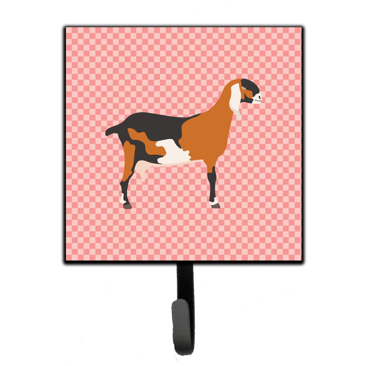 BB7883SH4 Anglo Nubian Goat Pink Check Leash or Key Holder