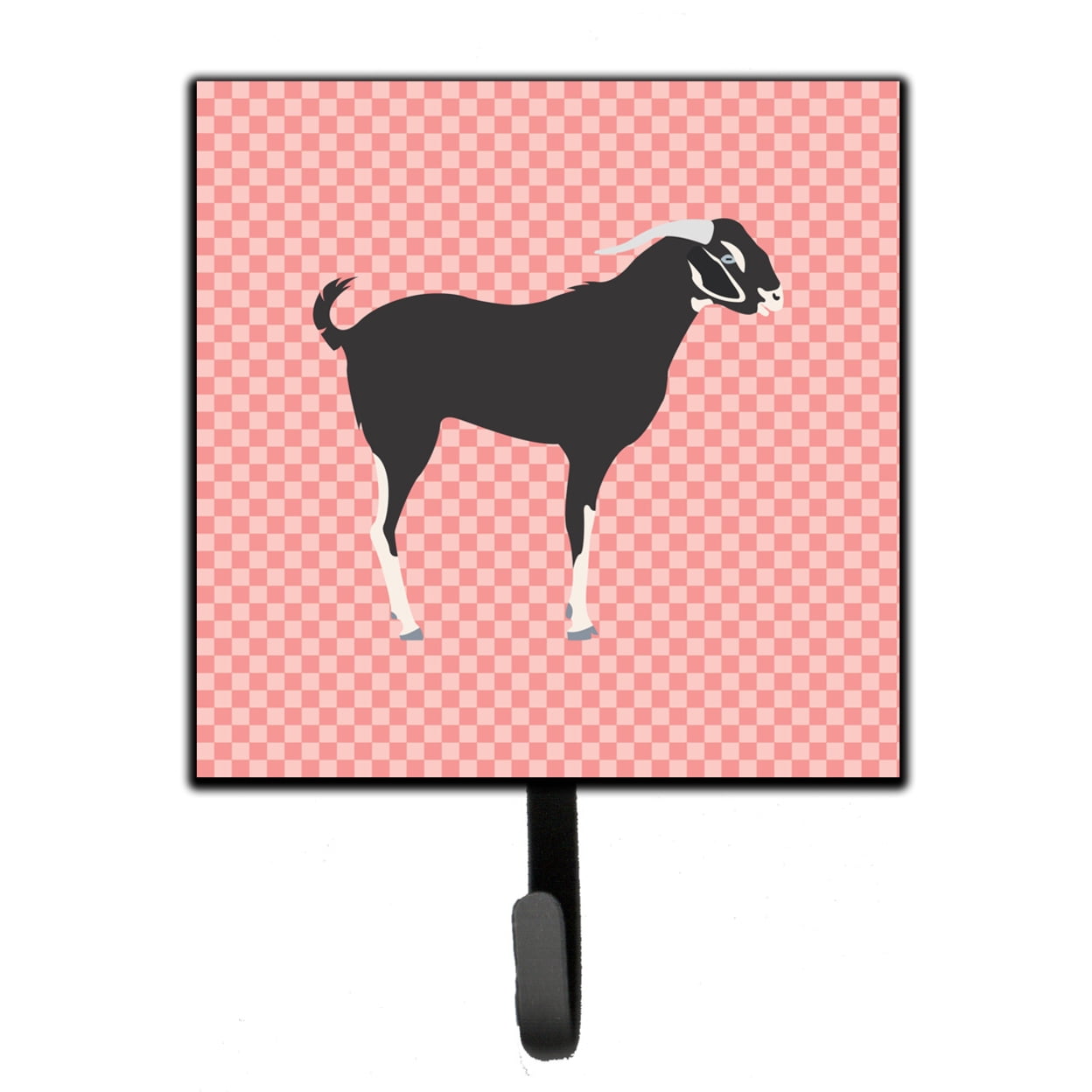 Black Bengal Goat Pink Check Leash or Key Holder