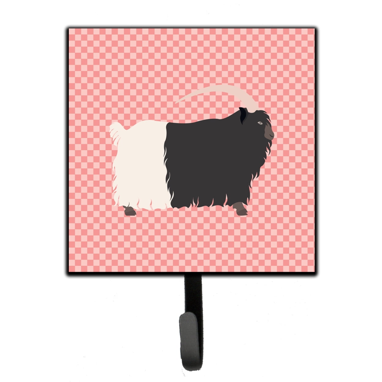 BB7887SH4 Welsh Black-Necked Goat Pink Check Leash or Key Holder