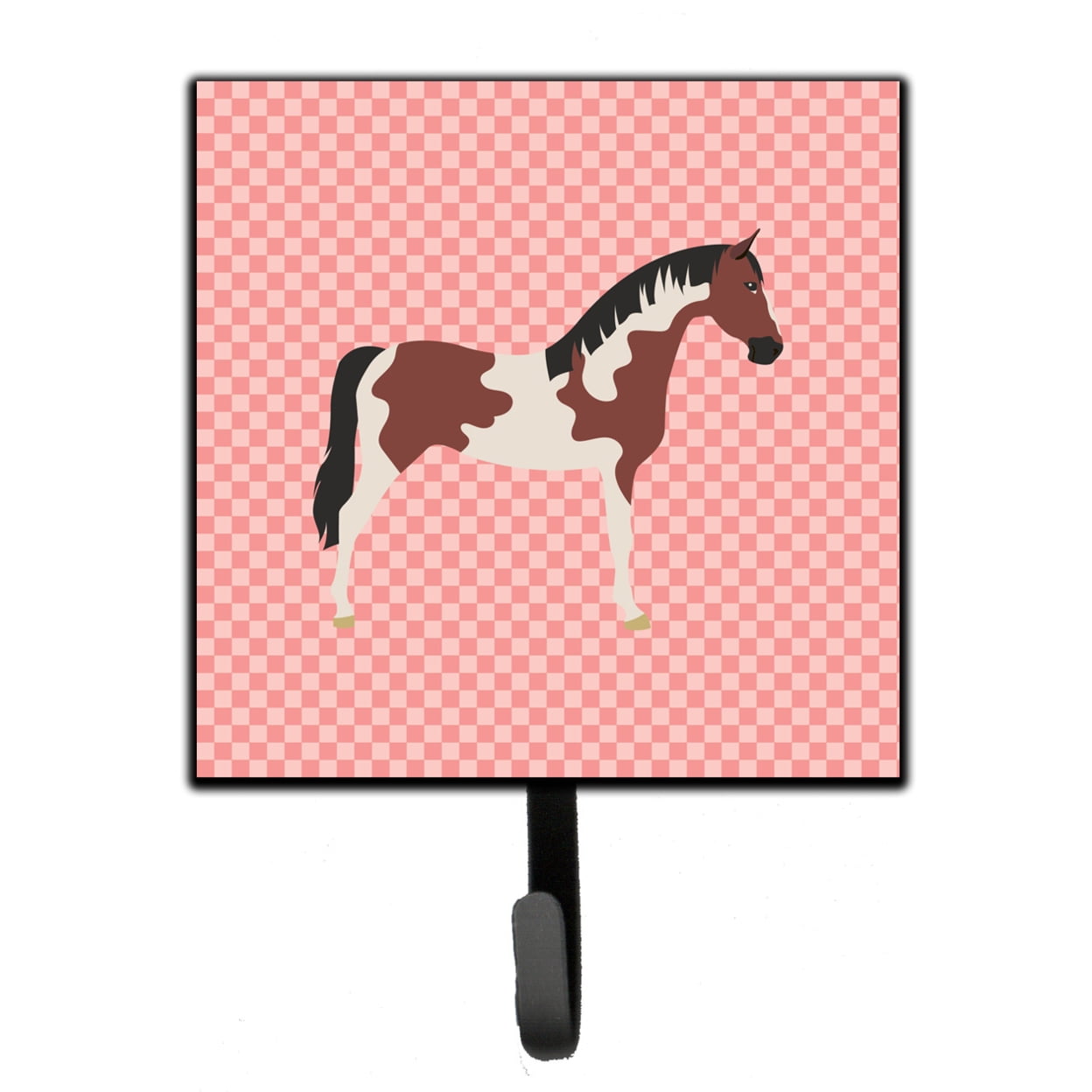 Pinto Horse Pink Check Leash or Key Holder