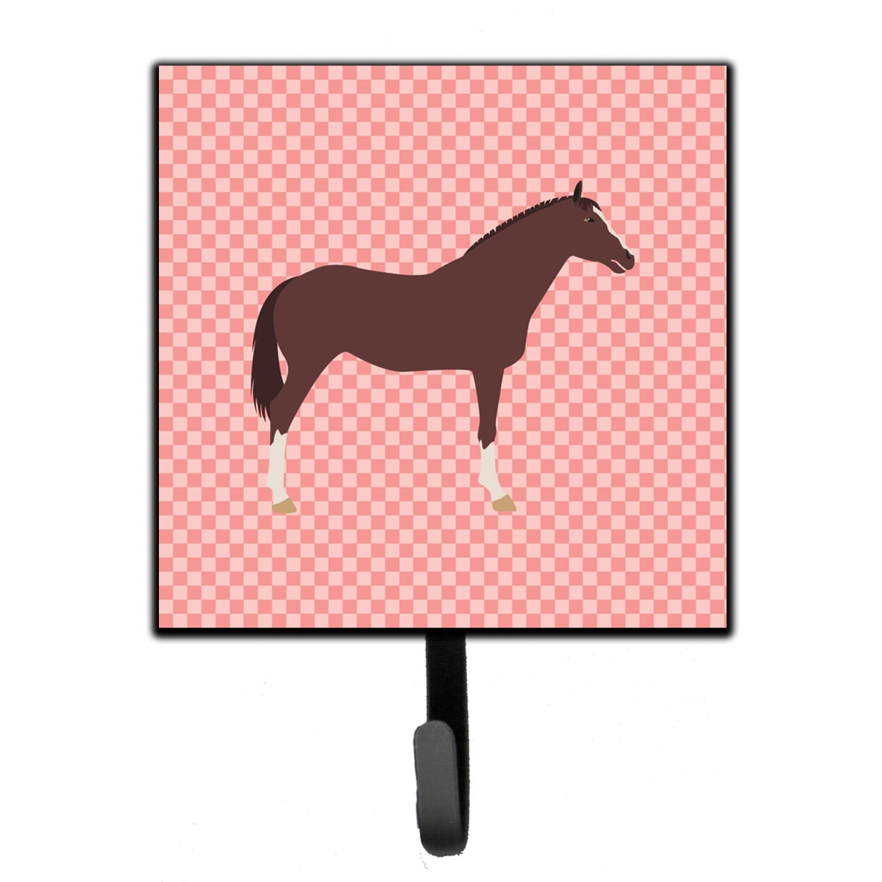 English Thoroughbred Horse Pink Check Leash or Key Holder