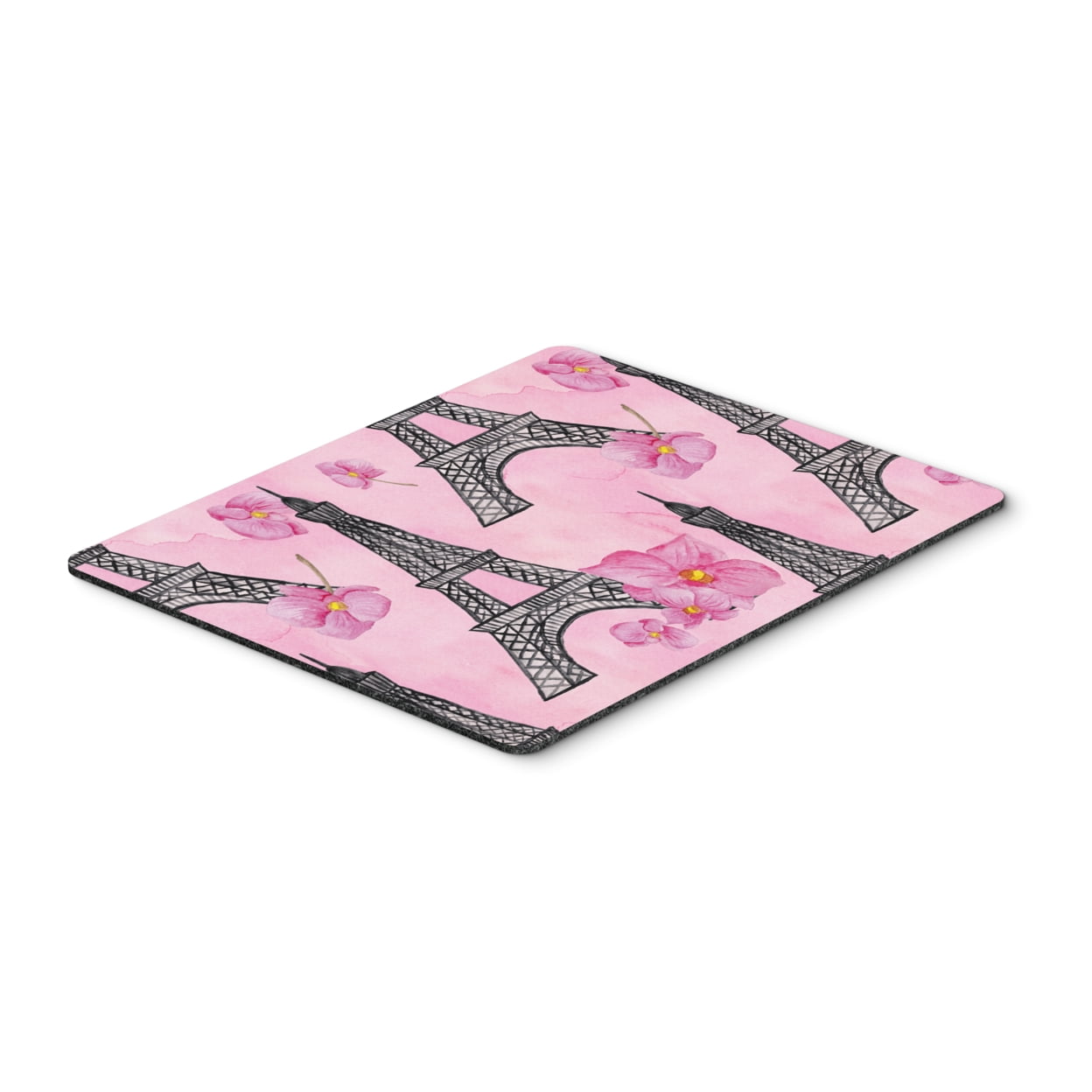 BB7511MP Watercolor Pink Flowers & Eiffel Tower Mouse Pad, Hot Pad or Trivet
