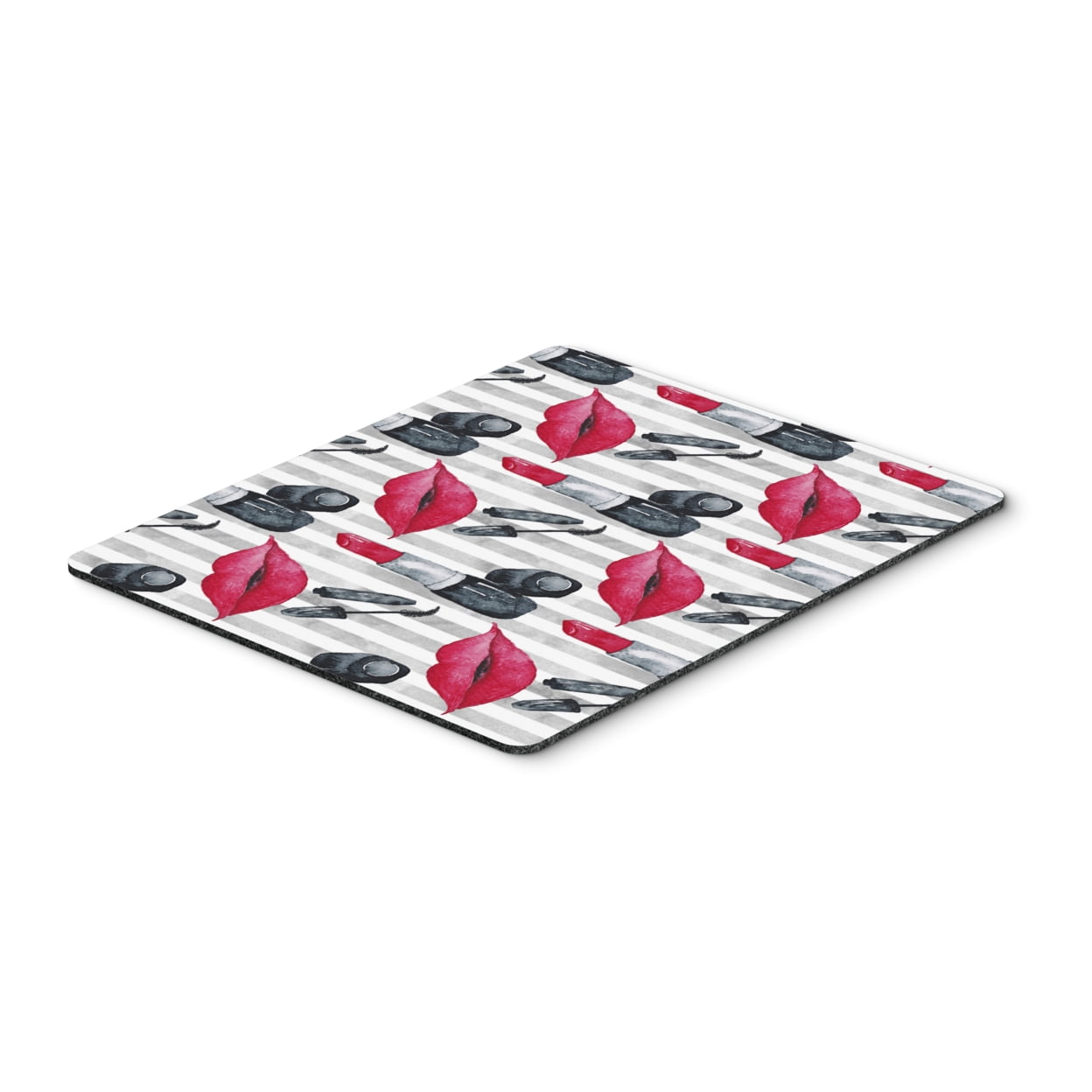 BB7512MP Watercolor Lipstick & Grey Stripes Mouse Pad, Hot Pad or Trivet