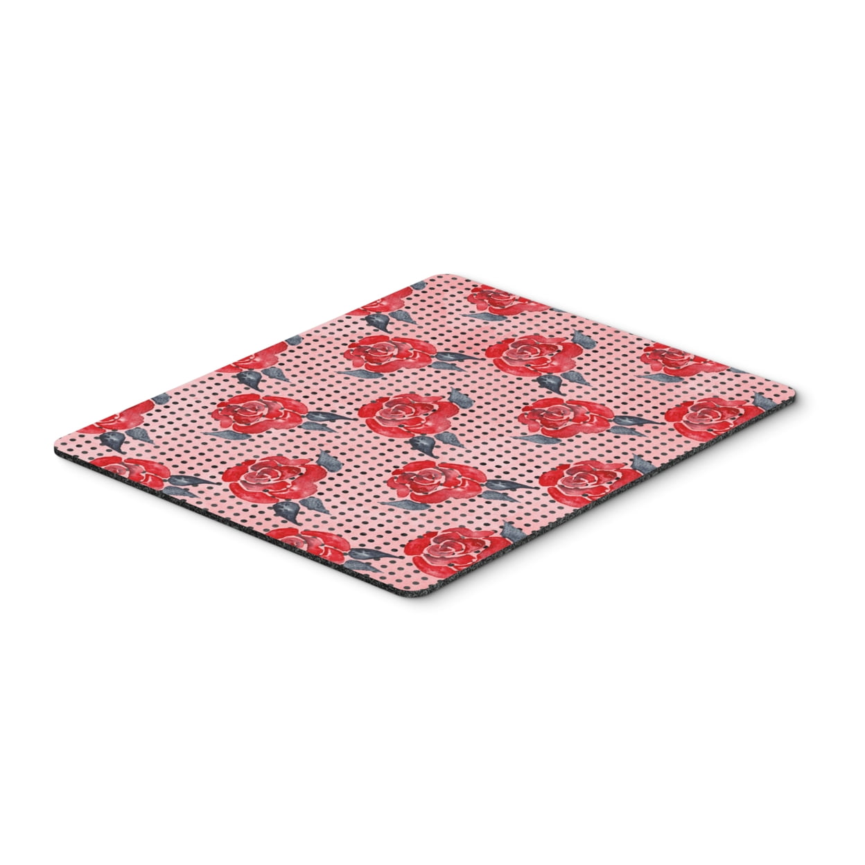 Watercolor Red Roses & Polkadots Mouse Pad - Hot Pad or Trivet