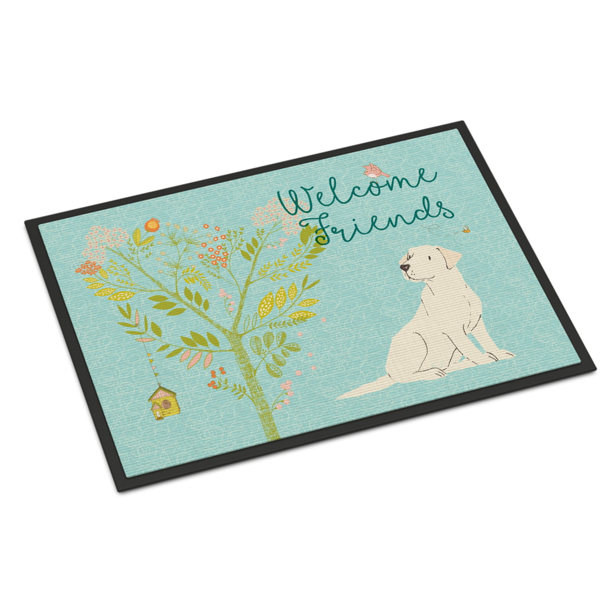 Picture of Carolines Treasures BB7596JMAT Welcome Friends Yellow Labrador Retriever Indoor or Outdoor Mat, 24 x 36 in.