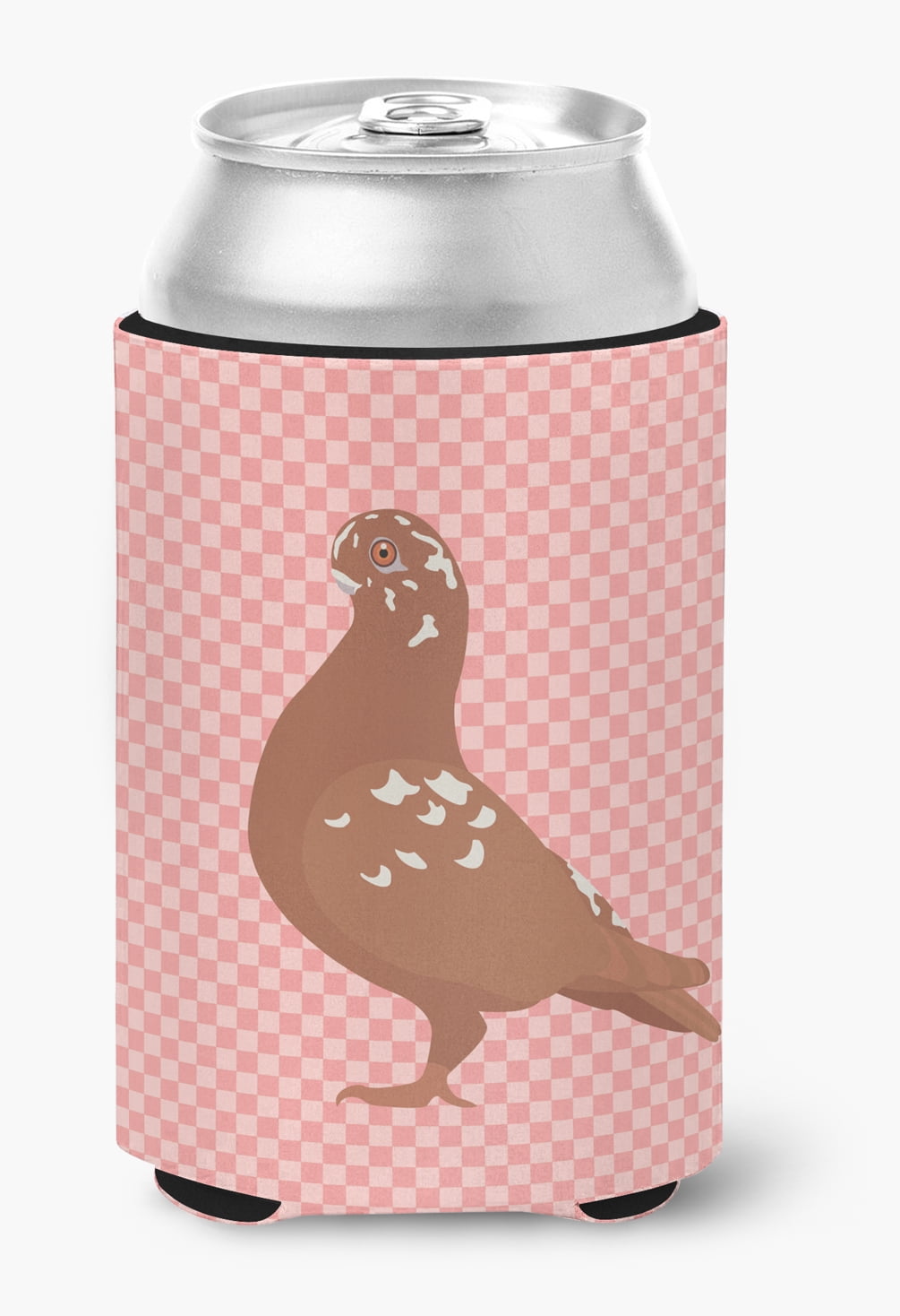 BB7953CC African Owl Pigeon Pink Check Can or Bottle Hugger
