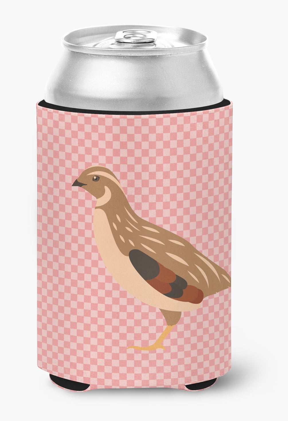 BB7955CC Golden Phoenix Quail Pink Check Can or Bottle Hugger