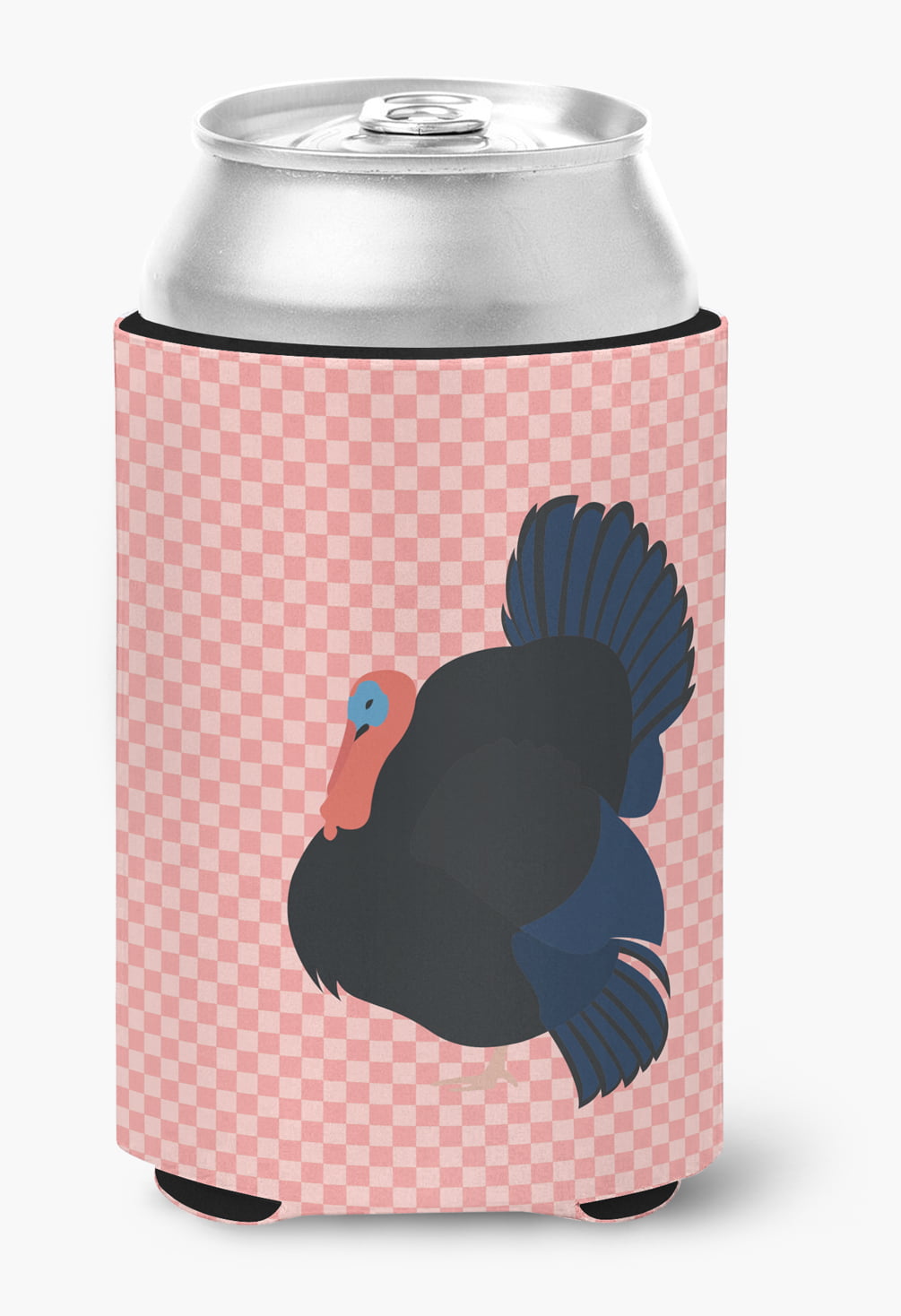 Norfolk Black Turkey Pink Check Can or Bottle Hugger - Pink