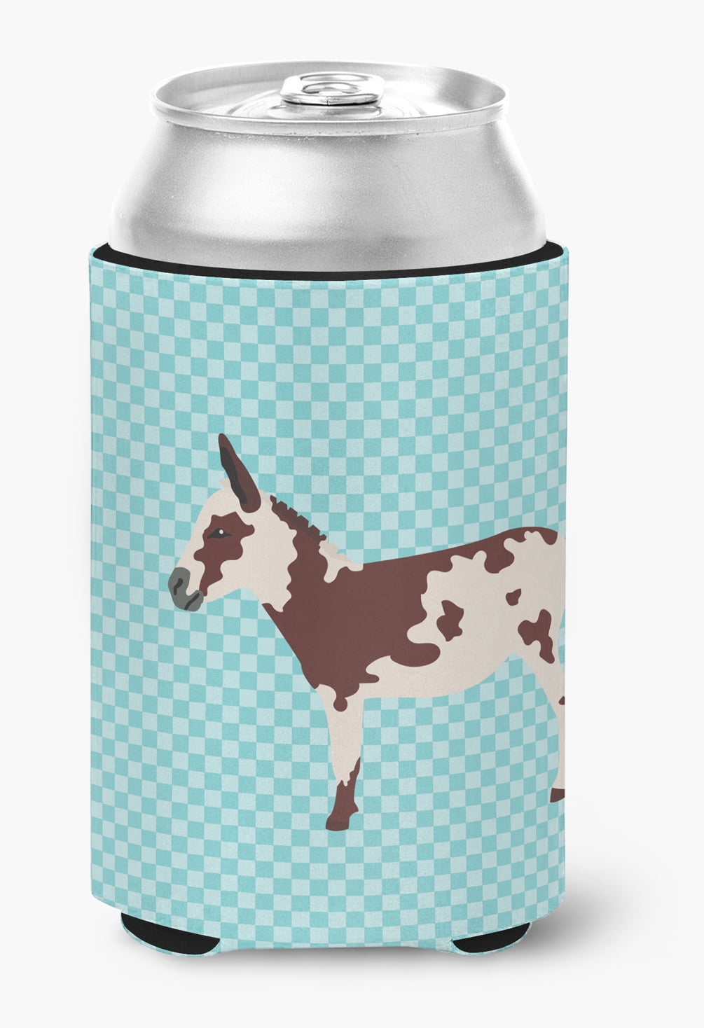 American Spotted Donkey Blue Check Can or Bottle Hugger - Blue
