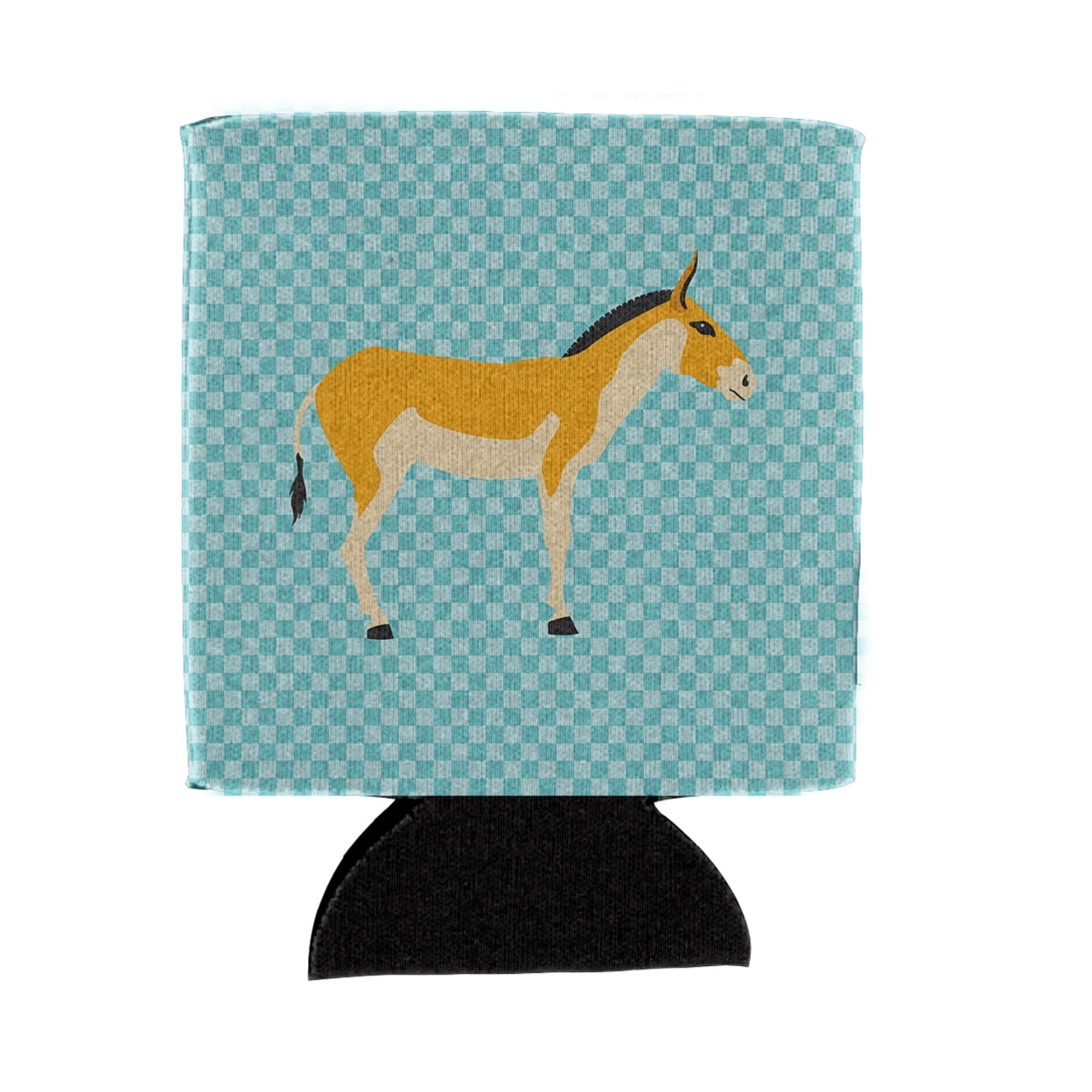 Turkmenian Kulan Donkey Blue Check Can or Bottle Hugger