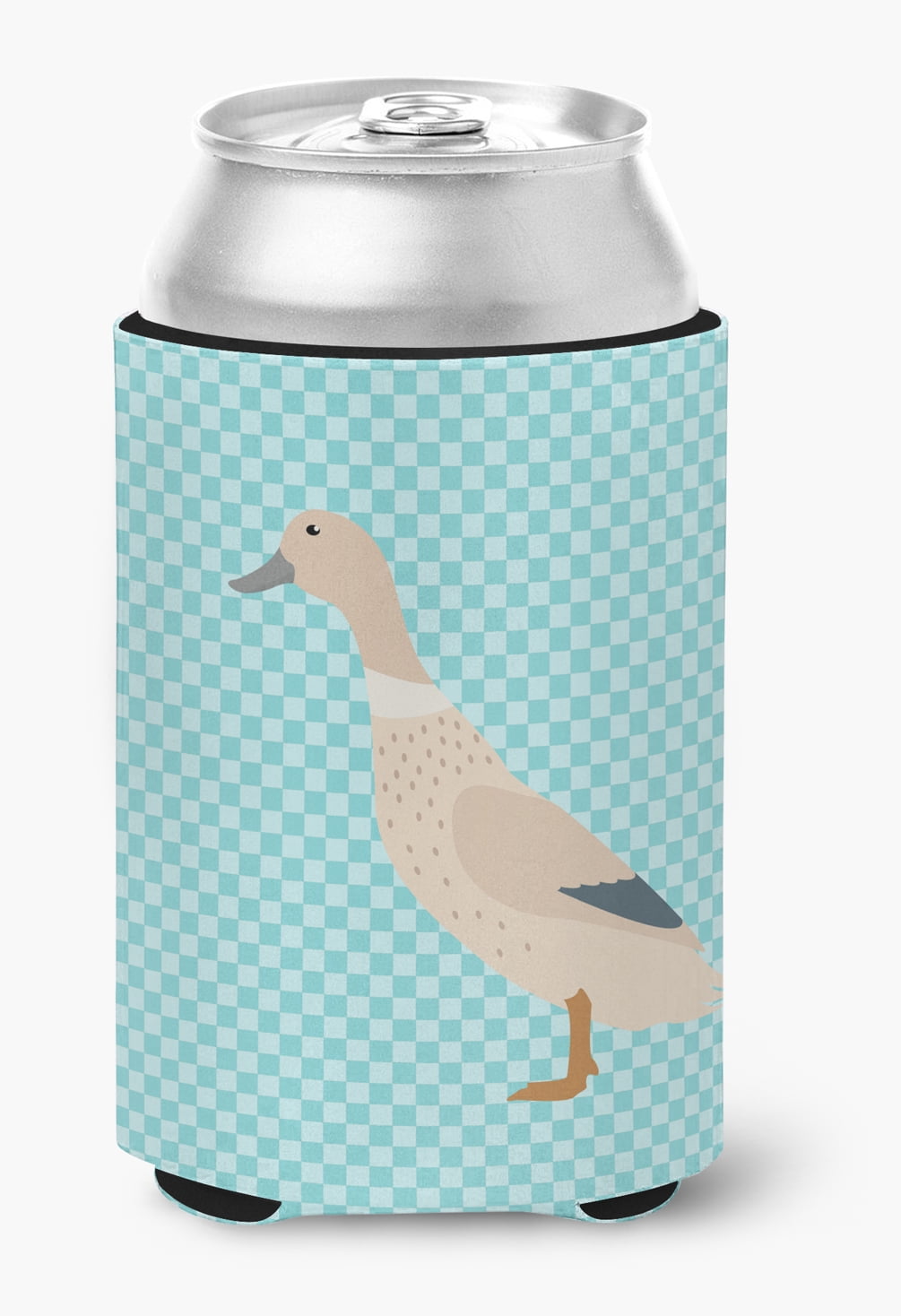 West Harlequin Duck Blue Check Can or Bottle Hugger - Blue