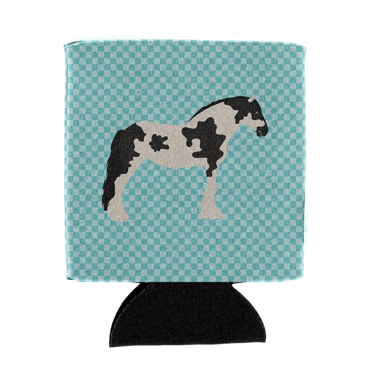 Cyldesdale Horse Blue Check Can or Bottle Hugger - Blue