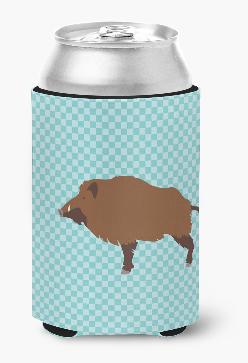 BB8110CC Wild Boar Pig Blue Check Can or Bottle Hugger