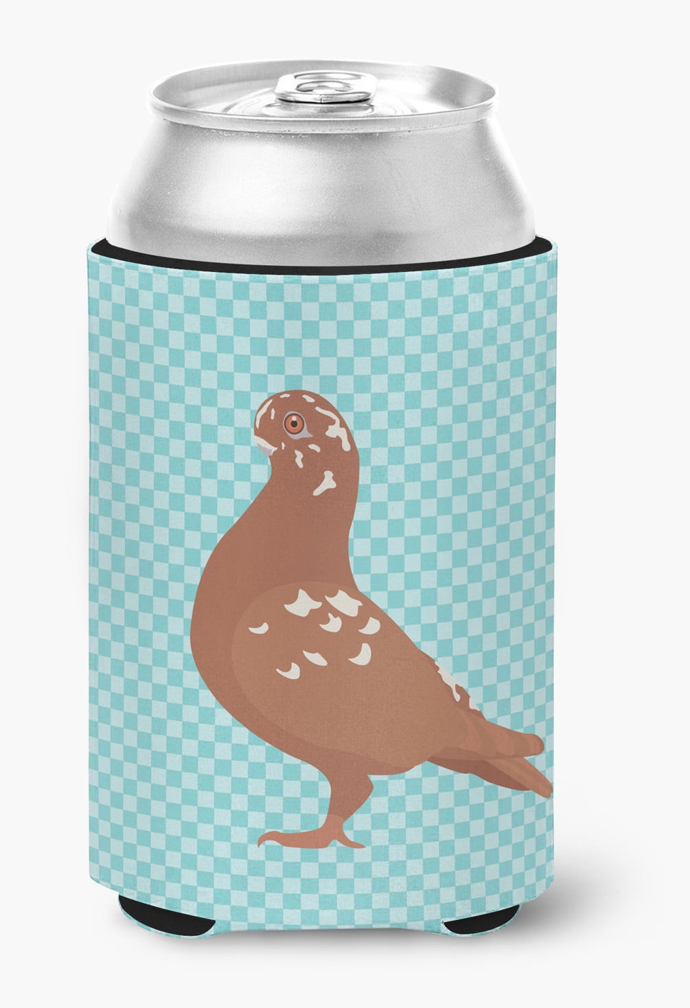 African Owl Pigeon Blue Check Can or Bottle Hugger - Blue