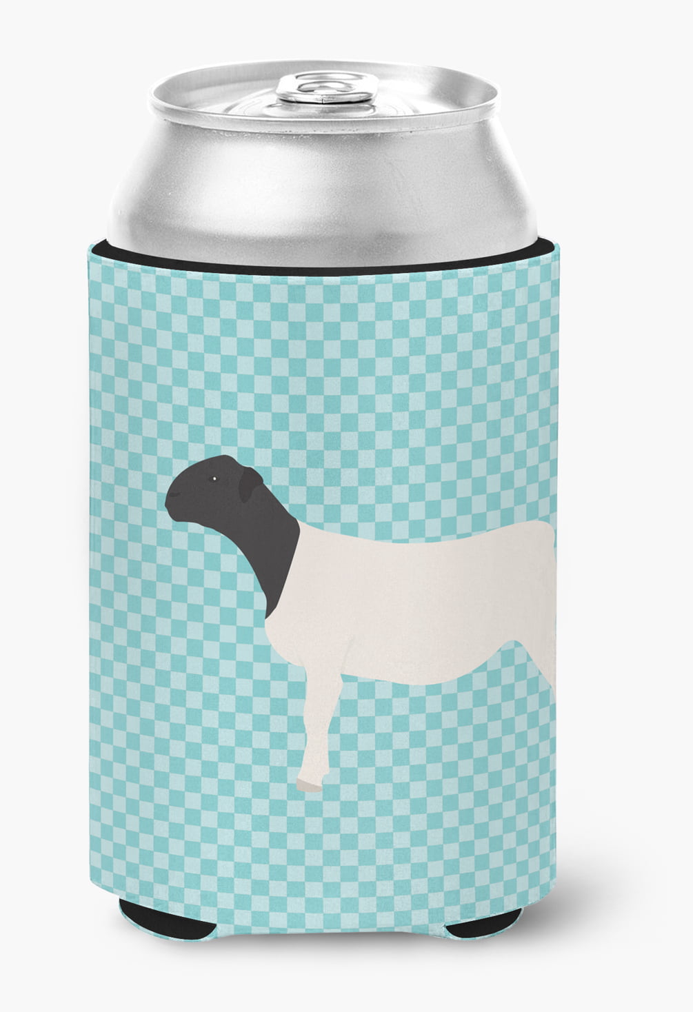 Dorper Sheep Blue Check Can or Bottle Hugger - Blue