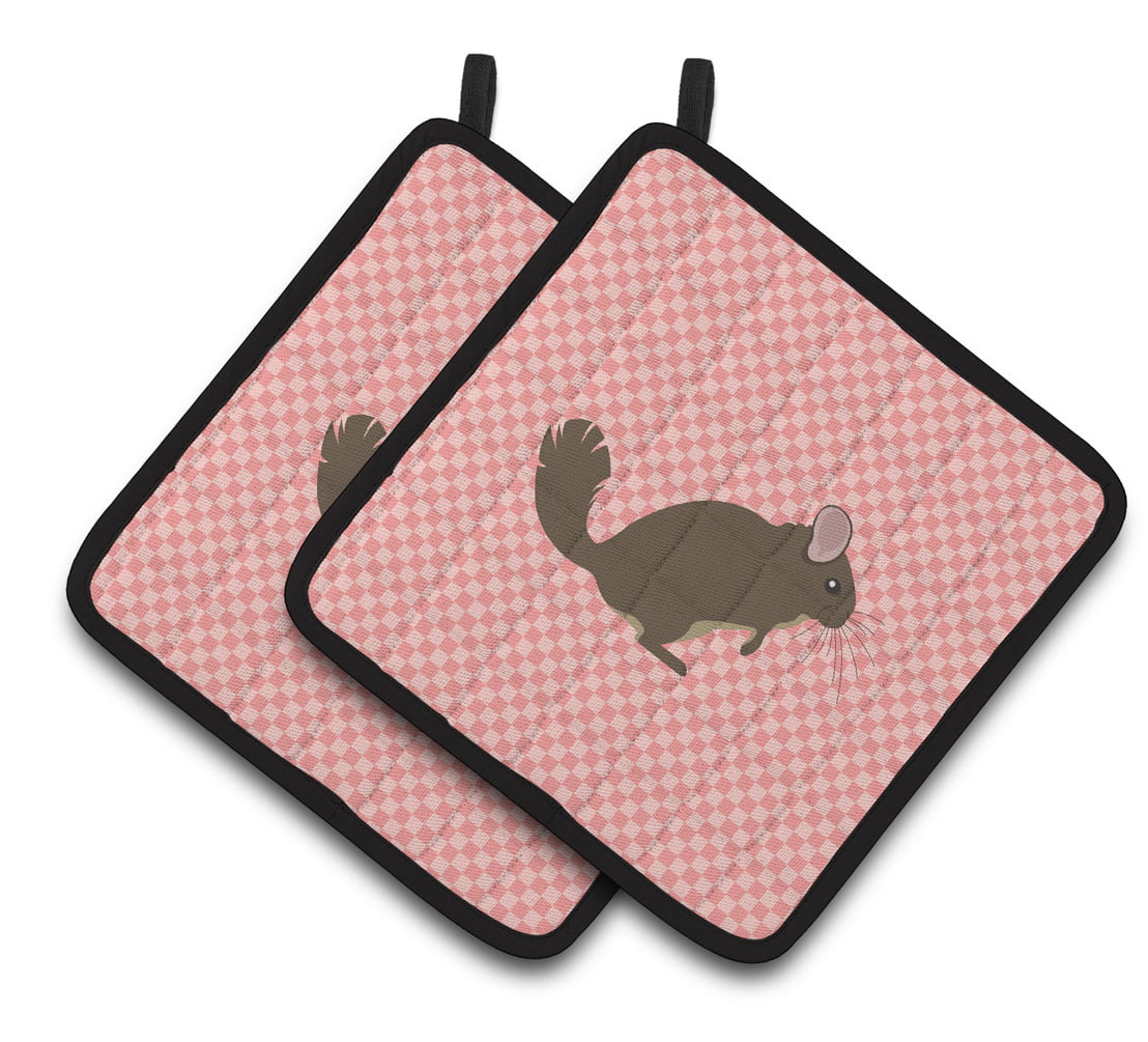 Chinchilla Pink Check Pair of Pot Holders