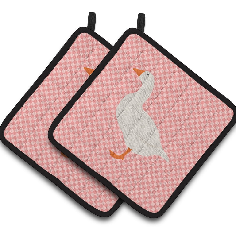 BB7900PTHD Shire Horse Pink Check Pair of Pot Holders