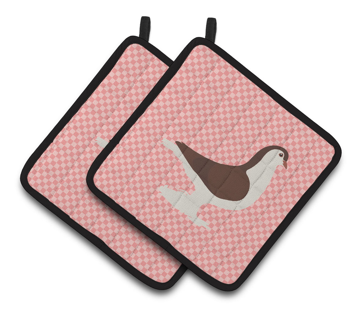 BB7943PTHD Large Pigeon Pink Check Pair of Pot Holders
