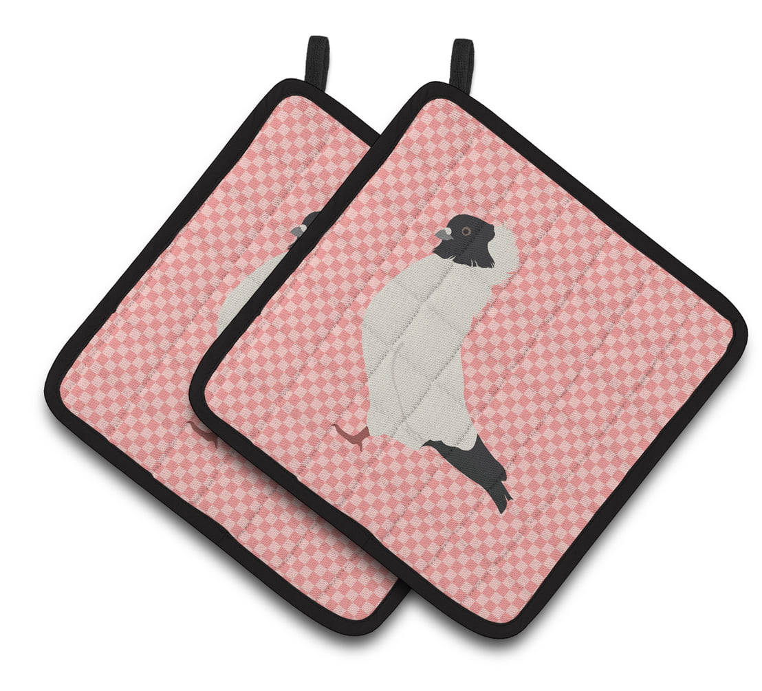 BB7952PTHD Nun Pigeon Pink Check Pair of Pot Holders