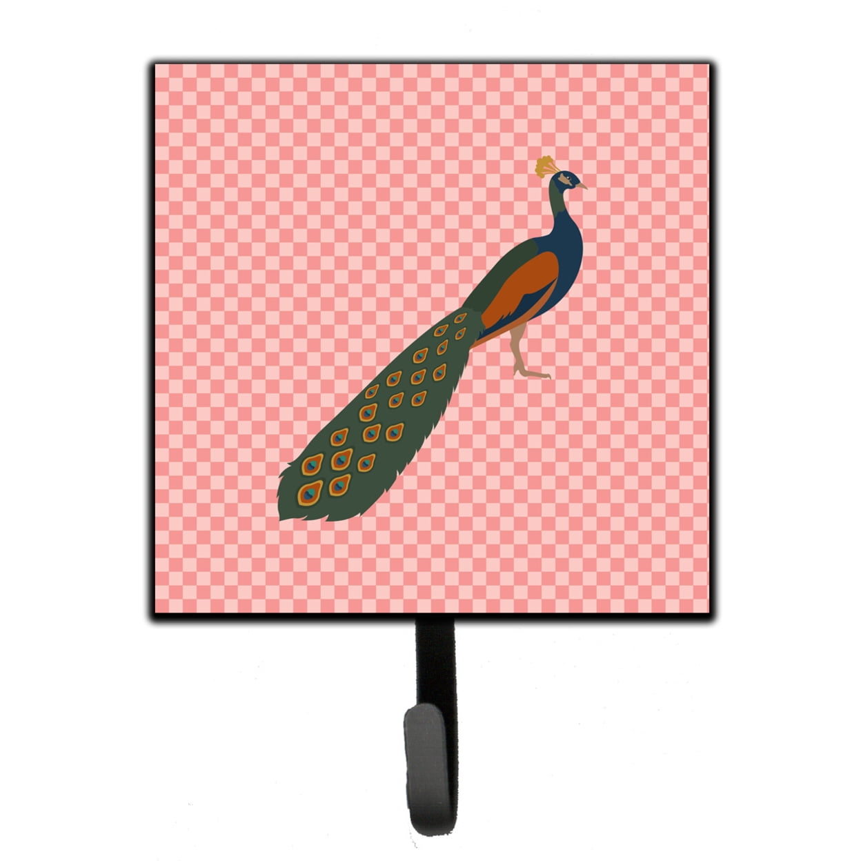 Indian Peacock Peafowl Pink Check Leash or Key Holder