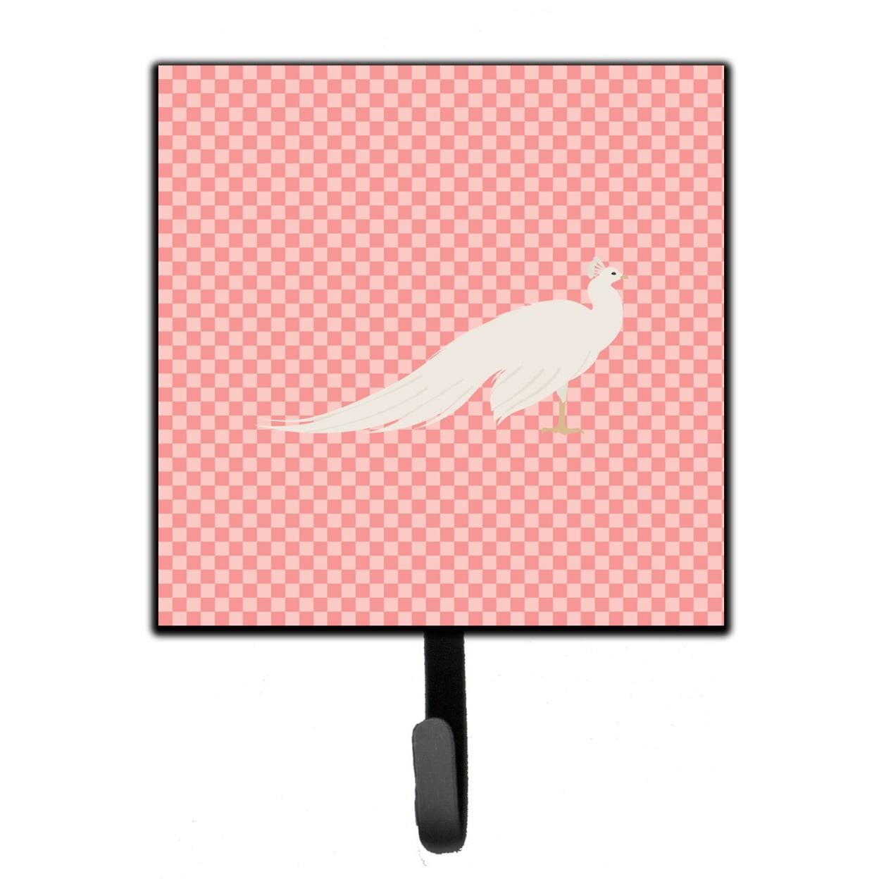 White Peacock Peafowl Pink Check Leash or Key Holder