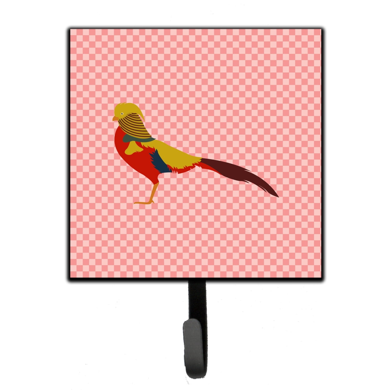 Golden or Chinese Pheasant Pink Check Leash or Key Holder