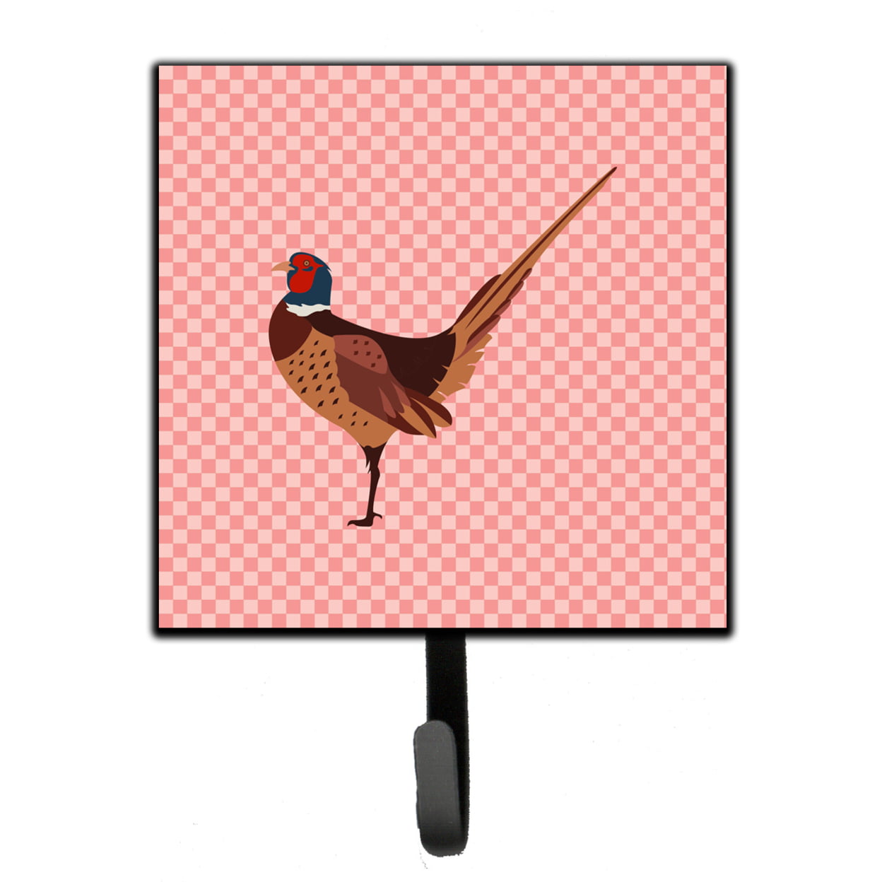 Ring-necked Common Pheasant Pink Check Leash or Key Holder