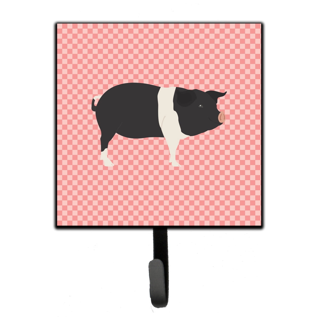 Hampshire Pig Pink Check Leash or Key Holder