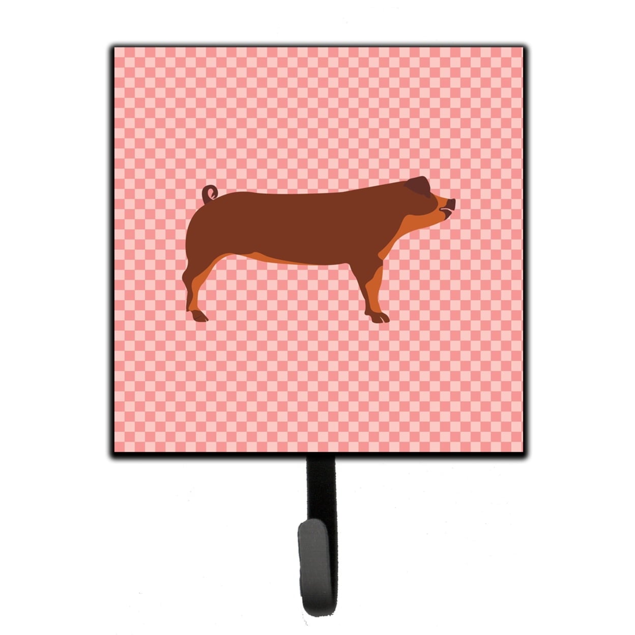 Duroc Pig Pink Check Leash or Key Holder - Pink