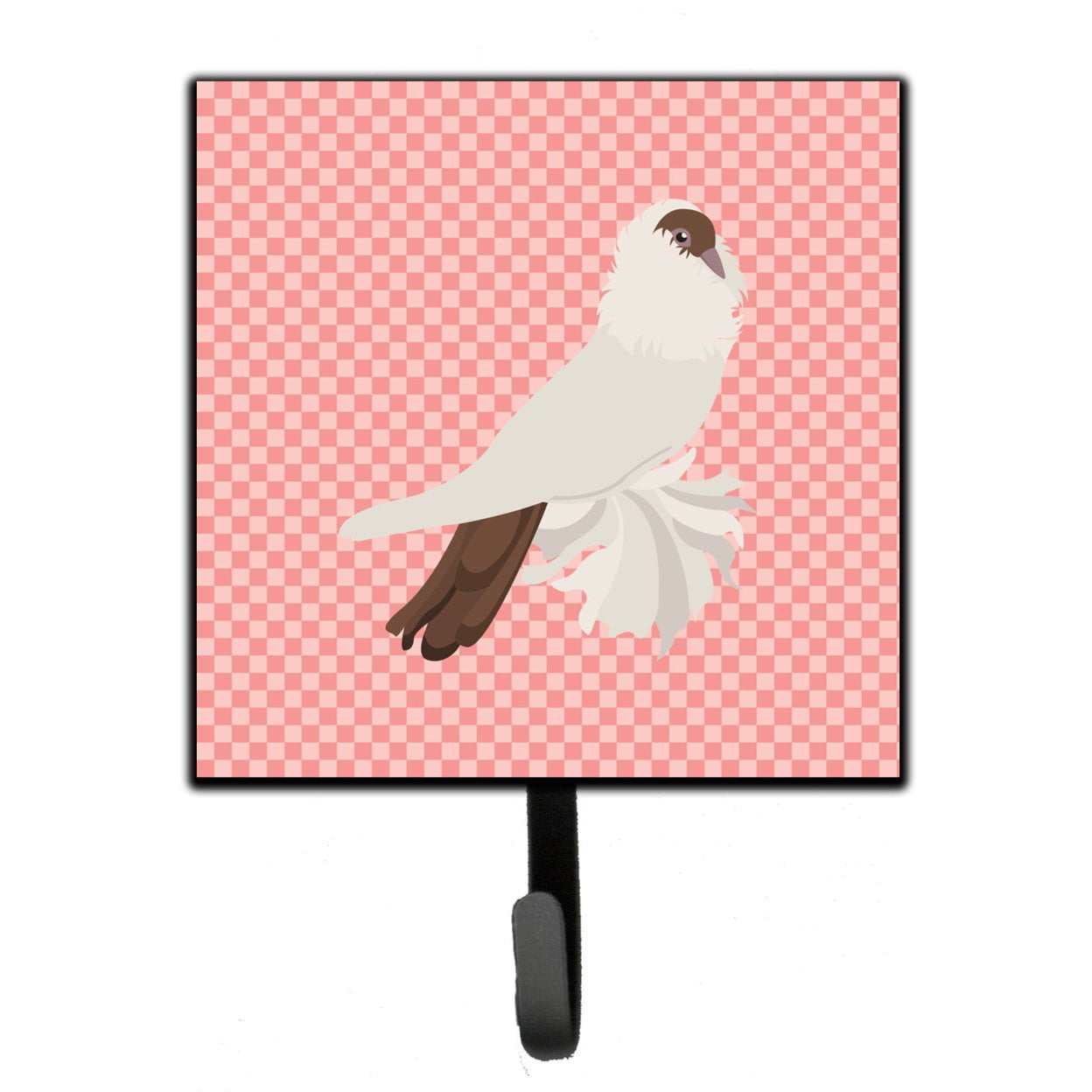 German Helmet Pigeon Pink Check Leash or Key Holder - Pink
