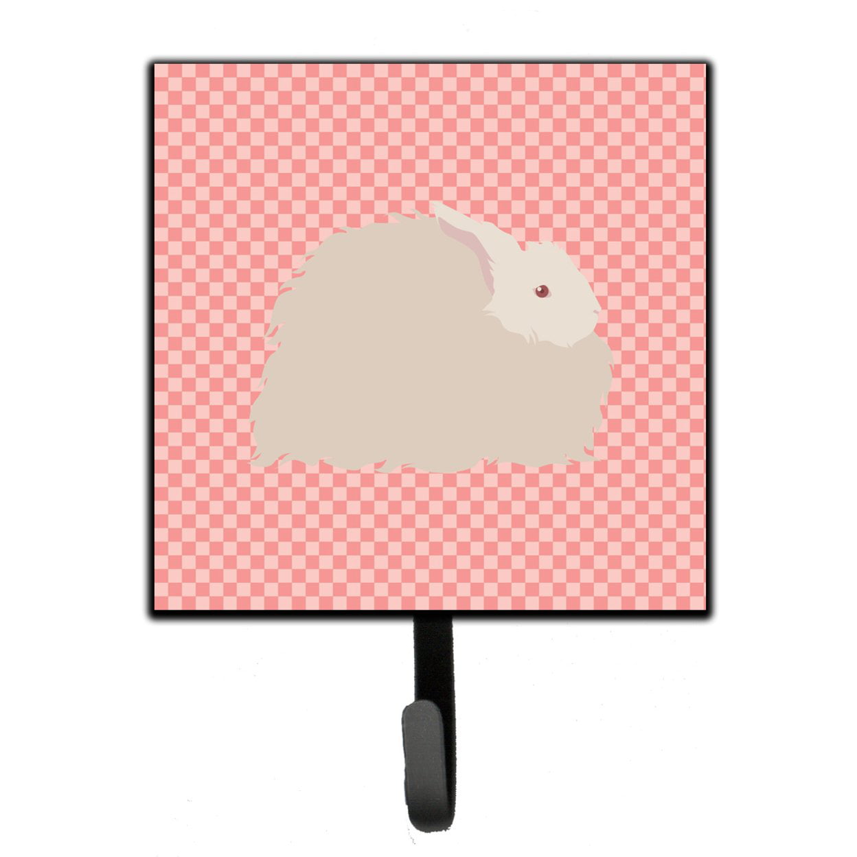Fluffy Angora Rabbit Pink Check Leash or Key Holder