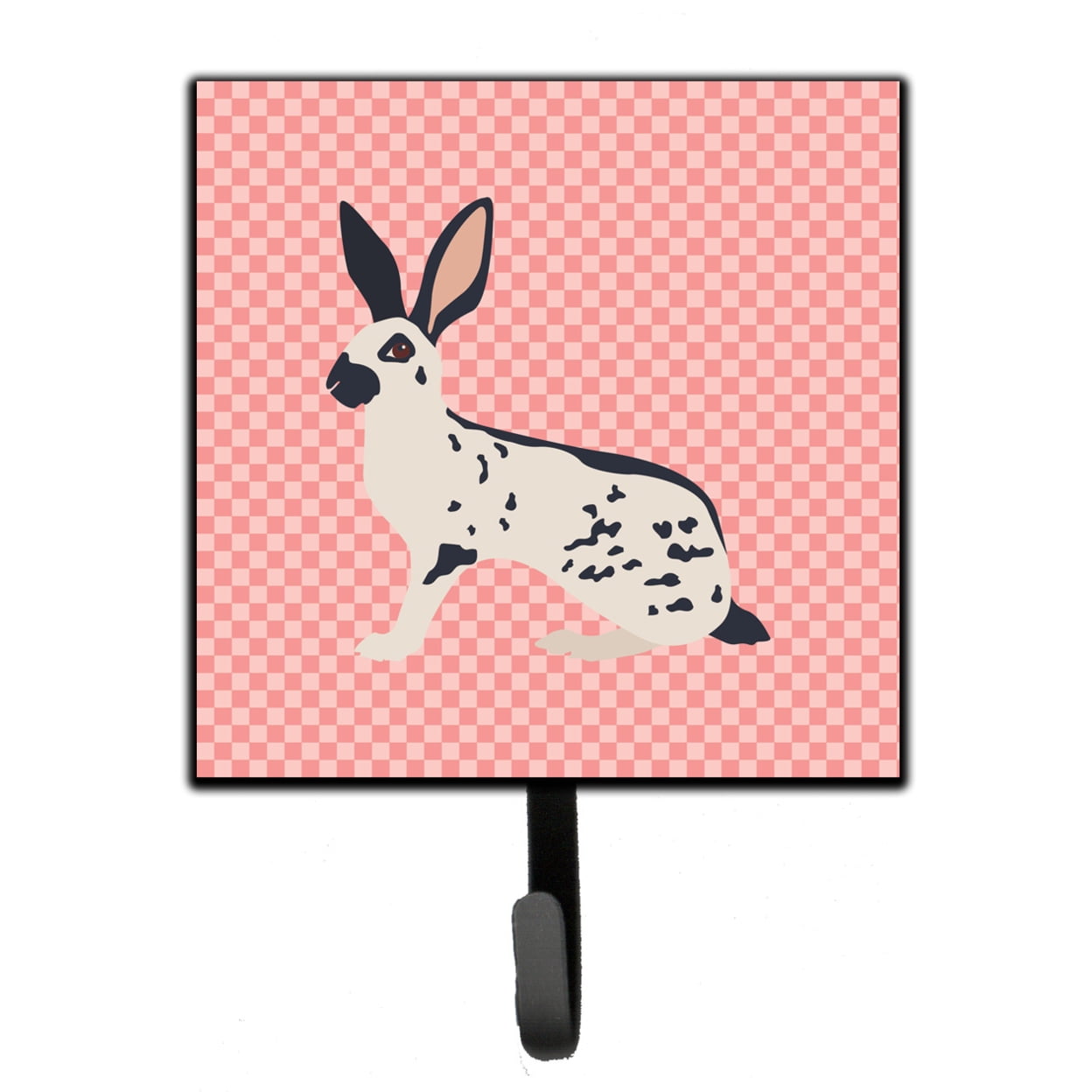 English Spot Rabbit Pink Check Leash or Key Holder
