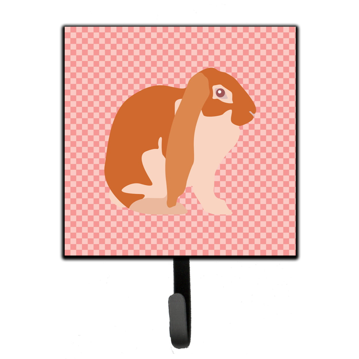 English Lop Rabbit Pink Check Leash or Key Holder