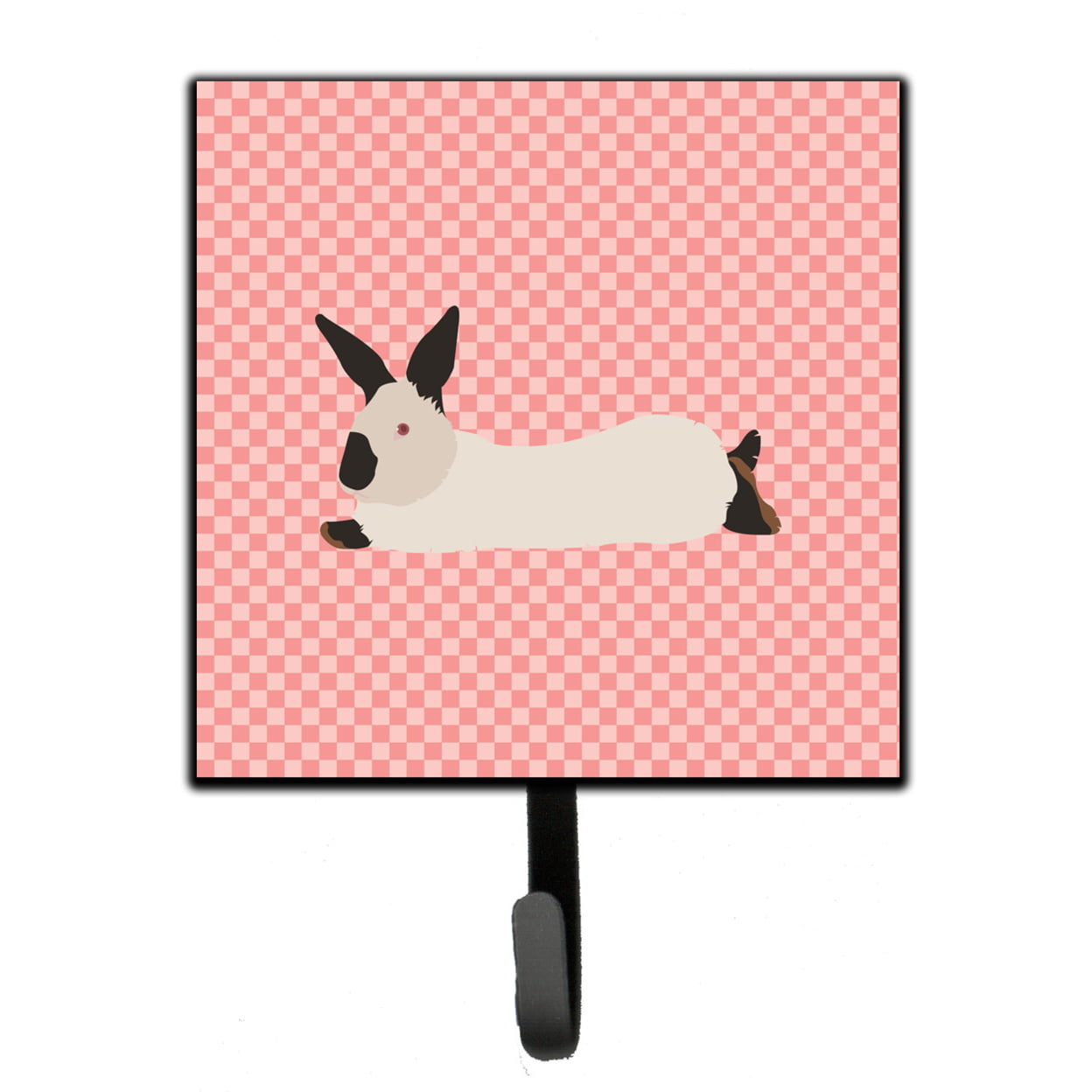 California White Rabbit Pink Check Leash or Key Holder