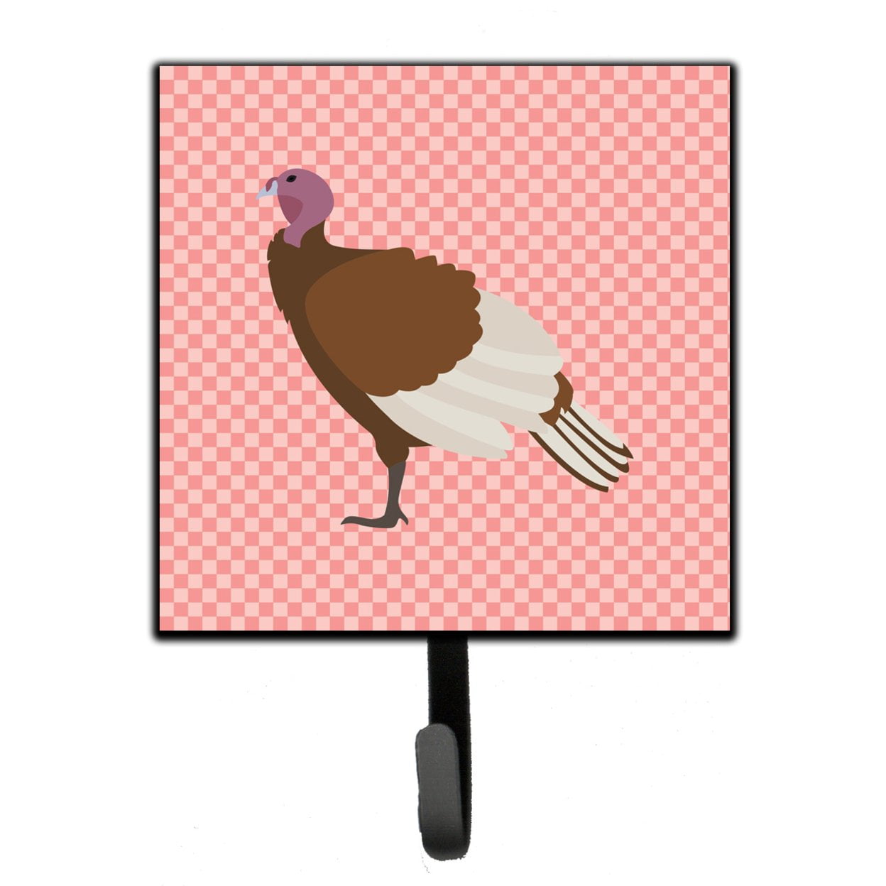 BB7982SH4 Bourbon Red Turkey Hen Pink Check Leash or Key Holder