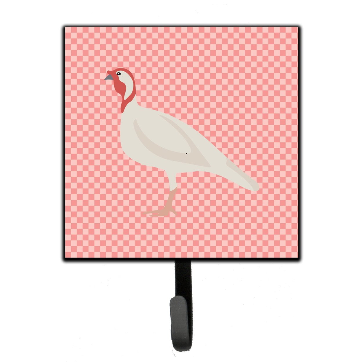 Beltsville Small White Turkey Hen Pink Check Leash or Key Holder