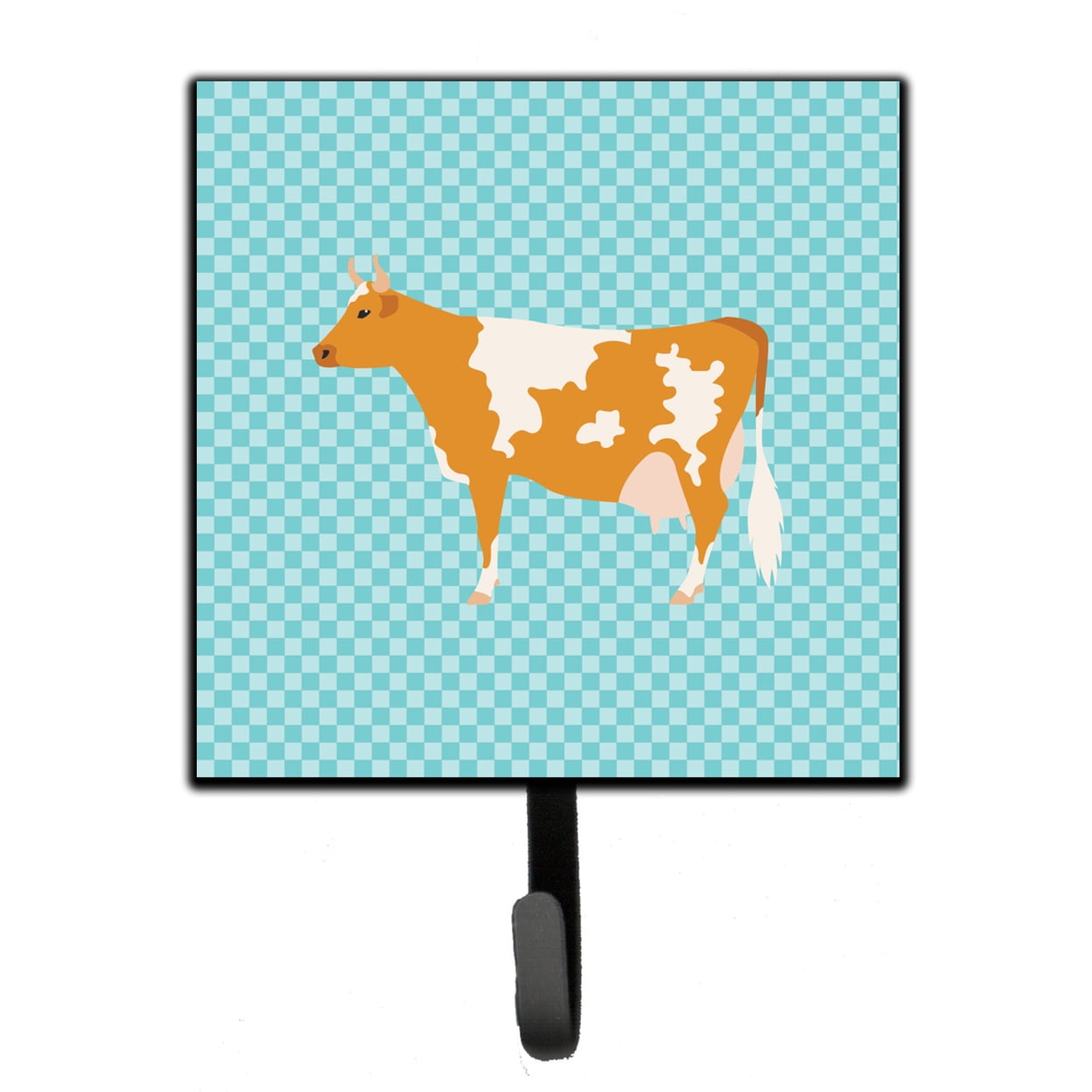 Guernsey Cow Blue Check Leash or Key Holder