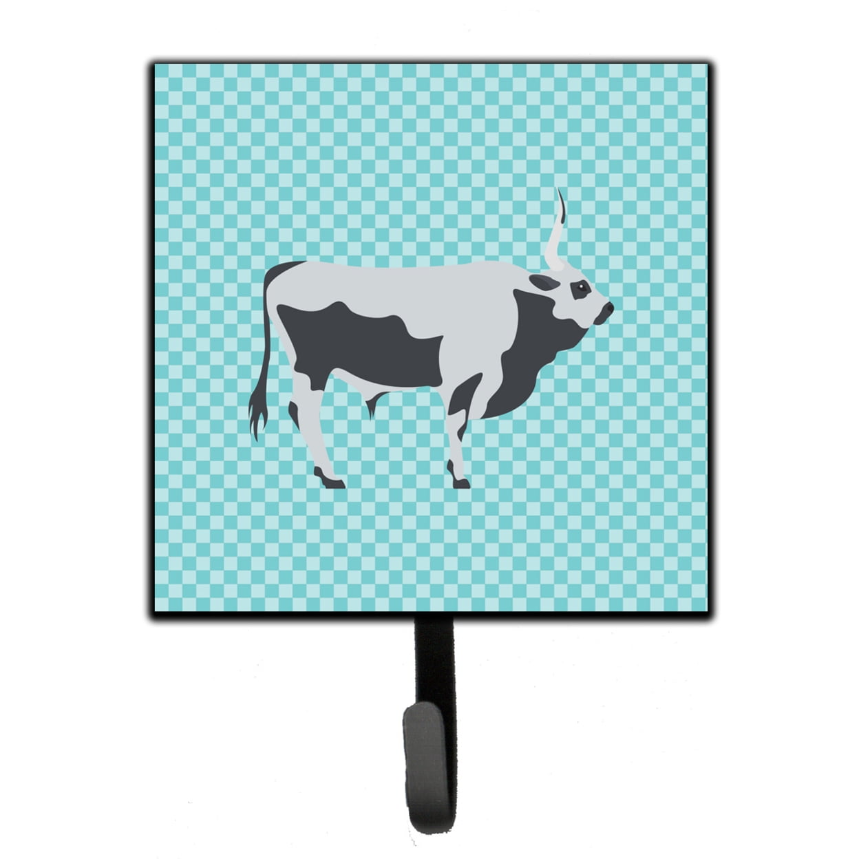 Hungarian Grey Steppe Cow Blue Check Leash or Key Holder