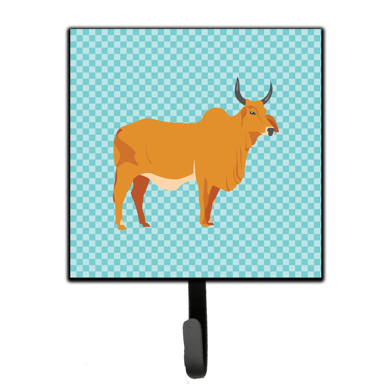 Zebu Indicine Cow Blue Check Leash or Key Holder
