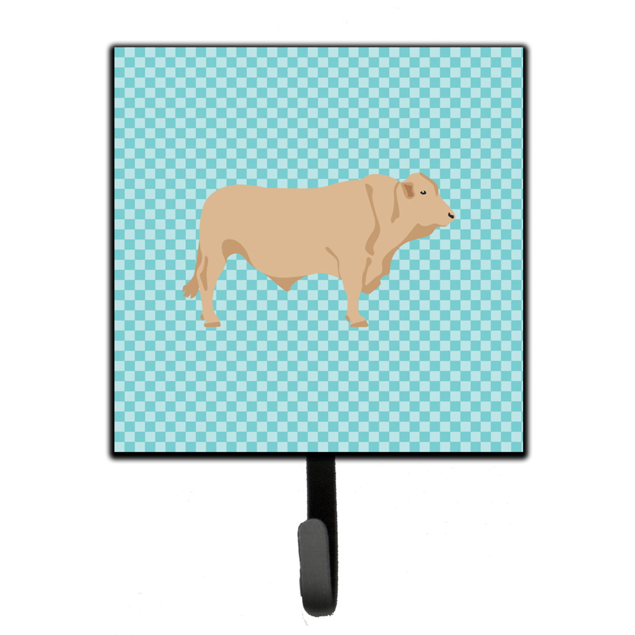 Charolais Cow Blue Check Leash or Key Holder