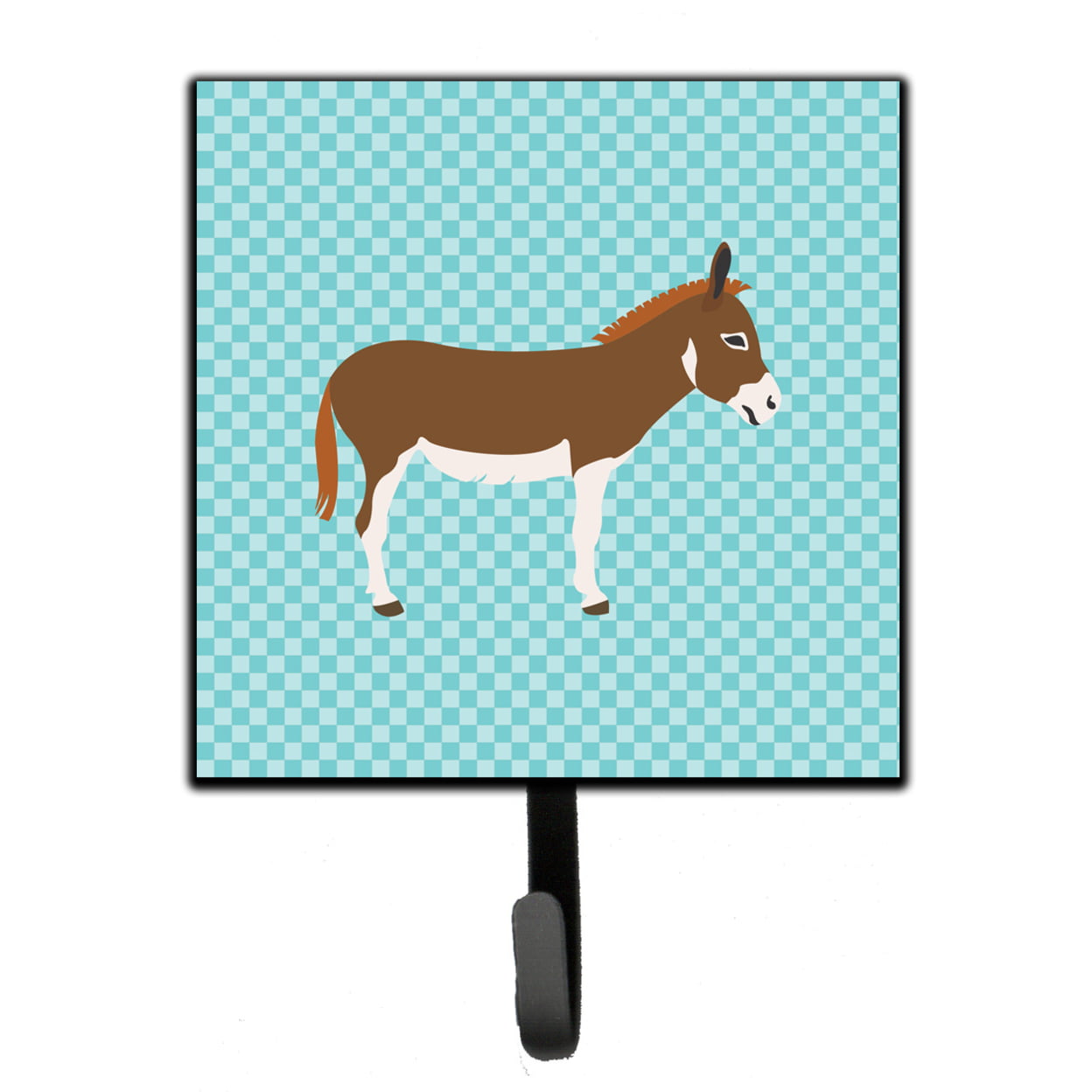 Miniature Mediterranian Donkey Blue Check Leash or Key Holder